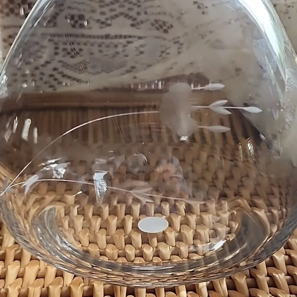Elegant Clear Etched Floral Princess House Crystal Vase